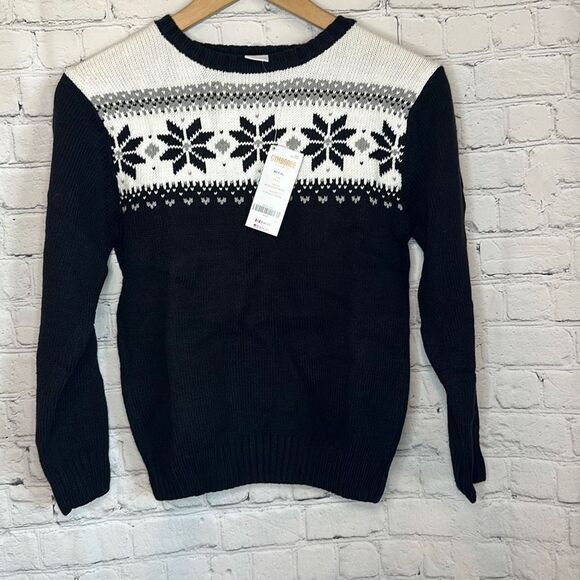 Gymboree Girls Black White Holiday Sweater size Medium NEW - Picture 1 of 6